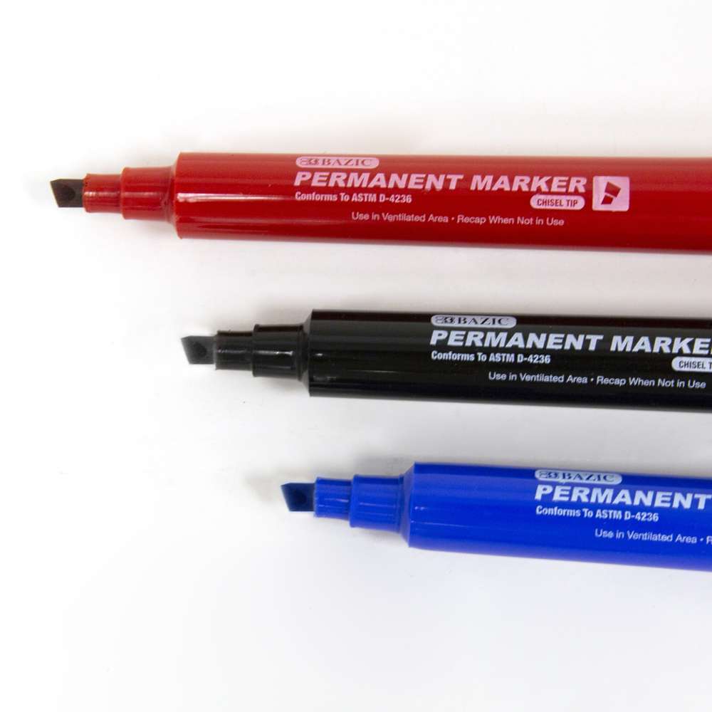 Chisel Tip Jumbo Assorted Color Permanent Marker (3/Pack)