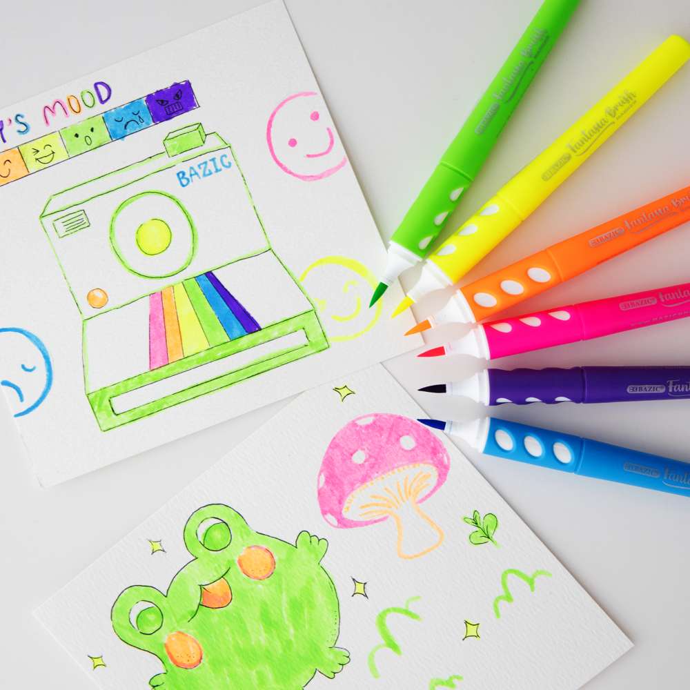 Brush Markers 6 Neon Colors