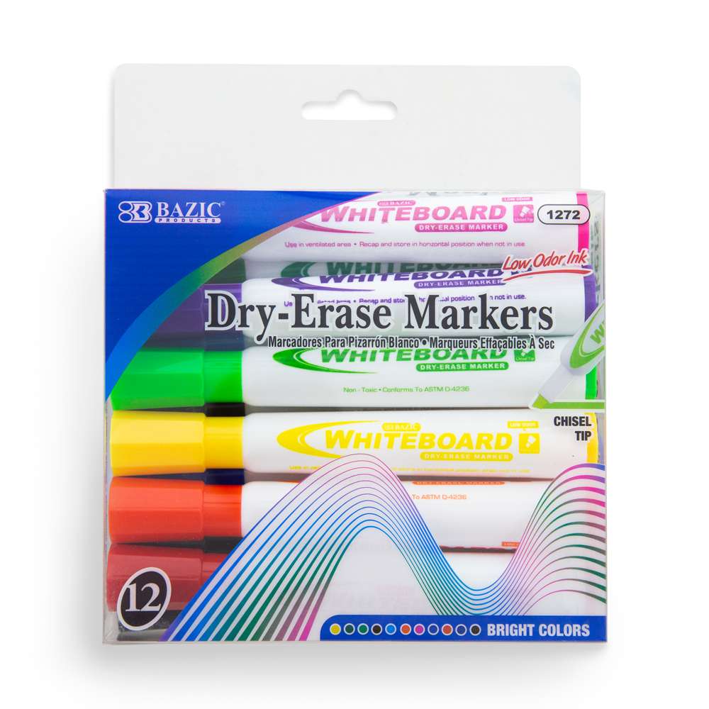 Chisel Tip Bright Color Dry-Erase Markers (12/Pack)