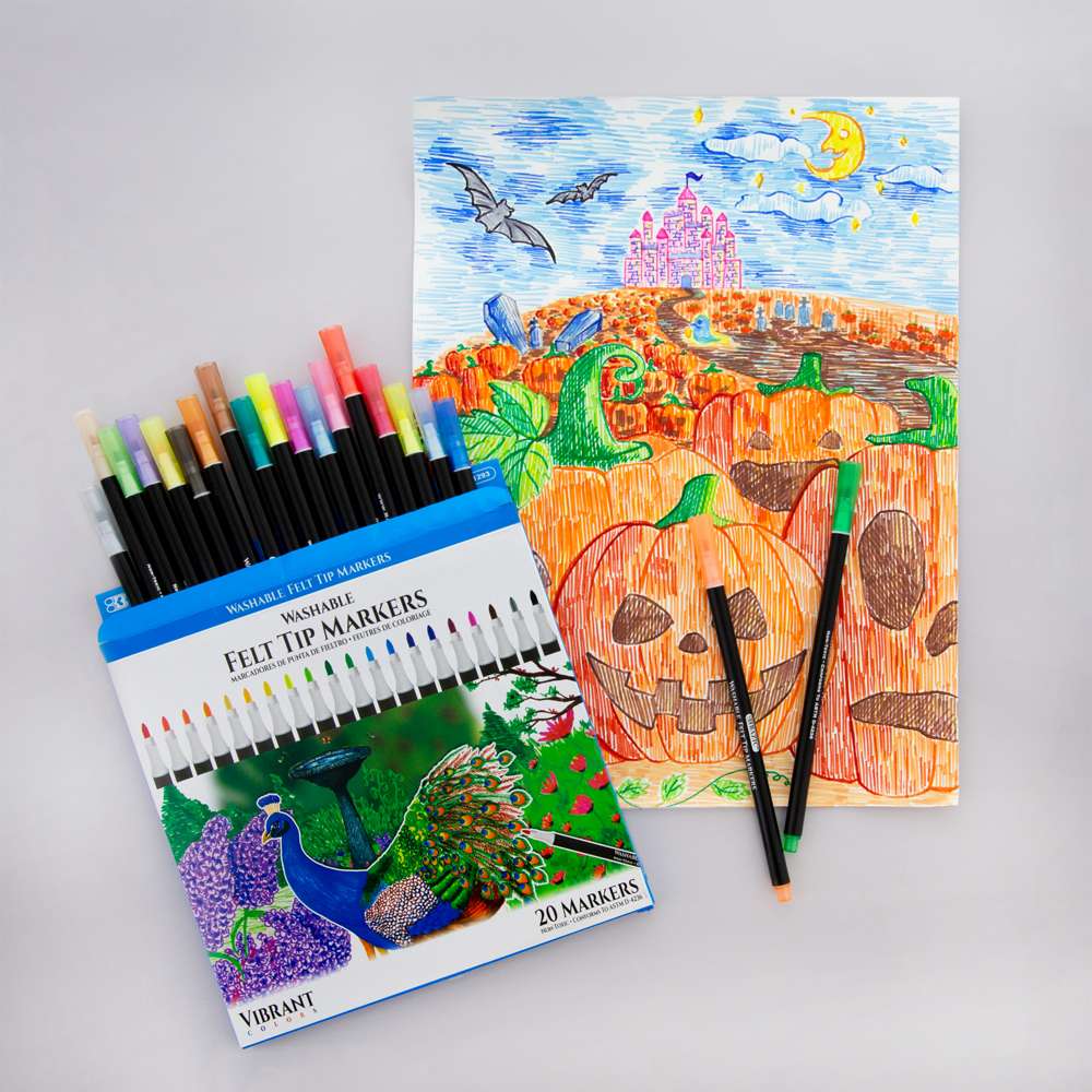 Felt Tip Washable Markers 20 Colors