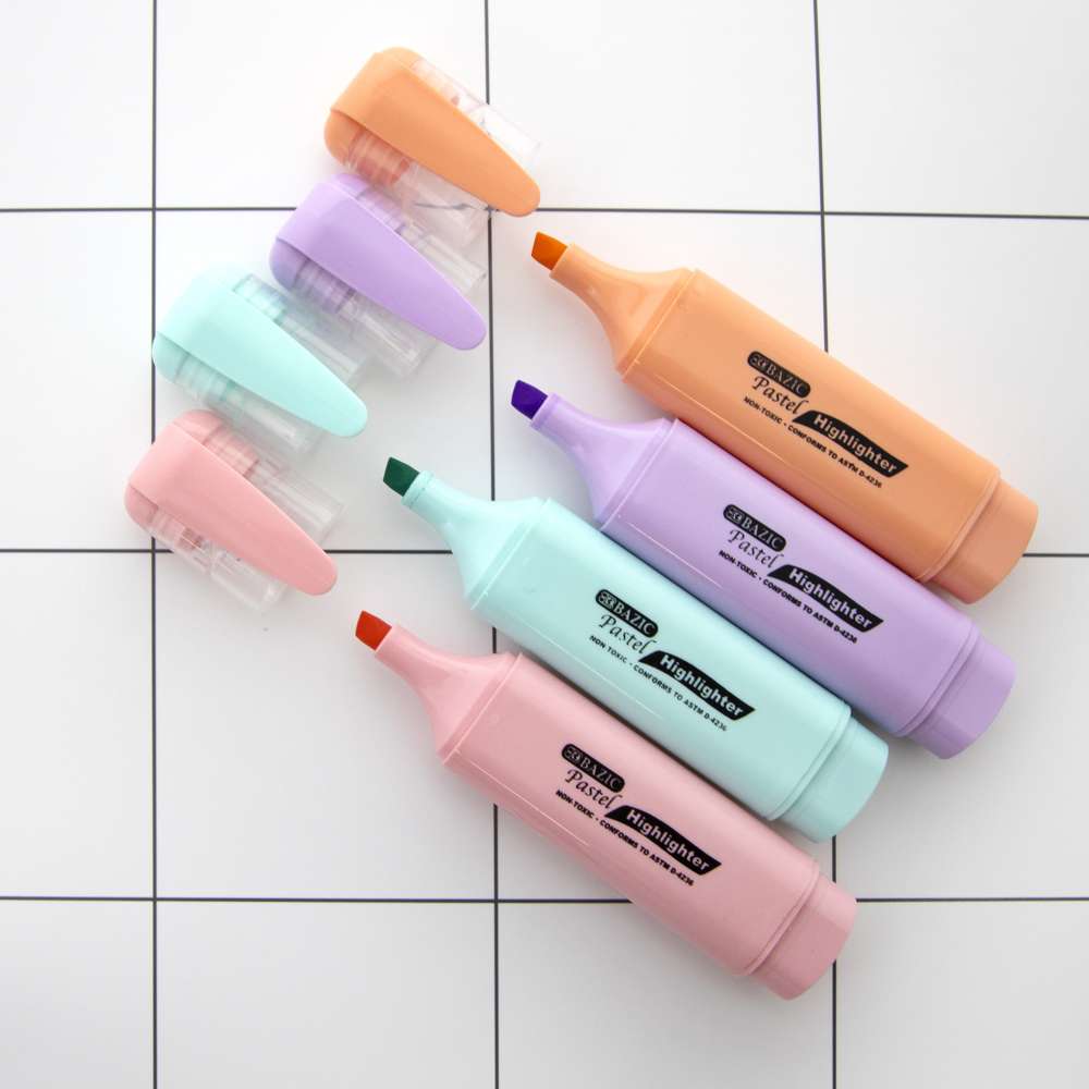 Pastel Highlighters w/ Pocket Clip (3/Pack)