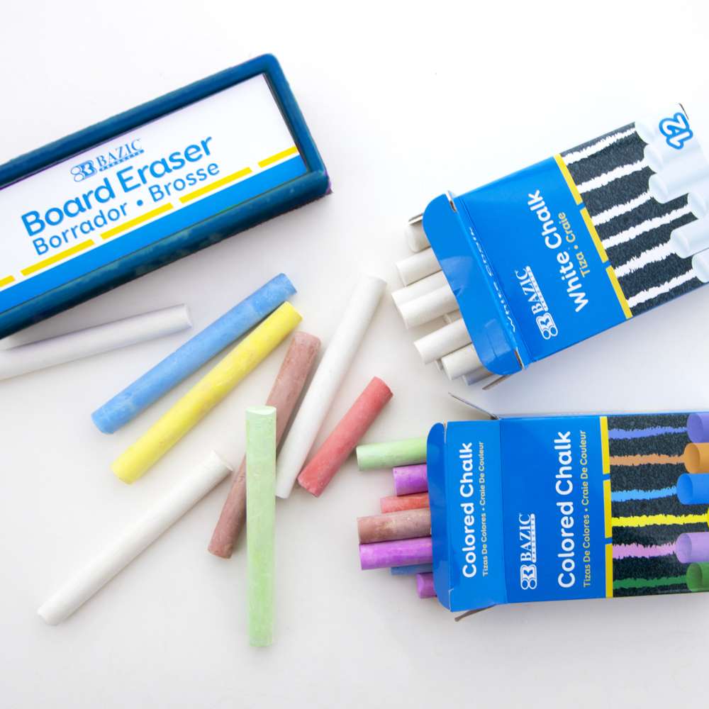 12 Color &amp; 12 White Chalk w/ Eraser Set