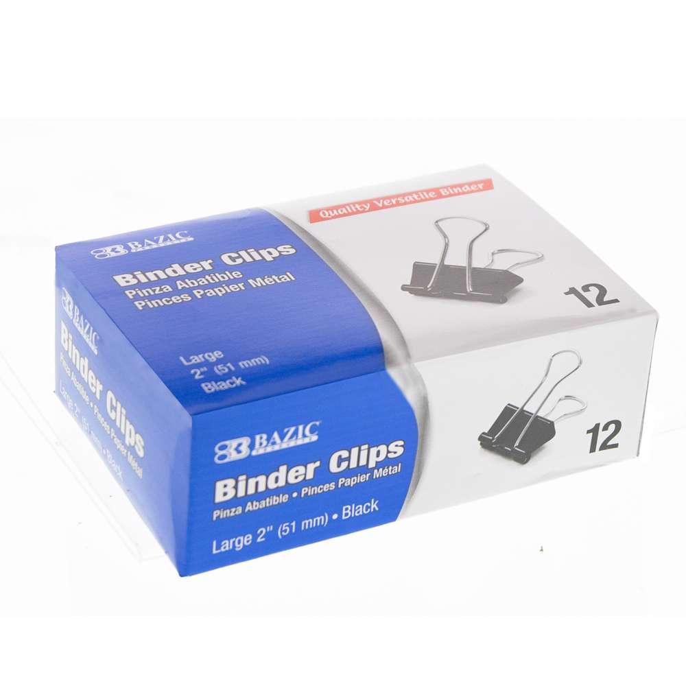 Large 2&quot; (51mm) Black Binder Clip (12/Pack)