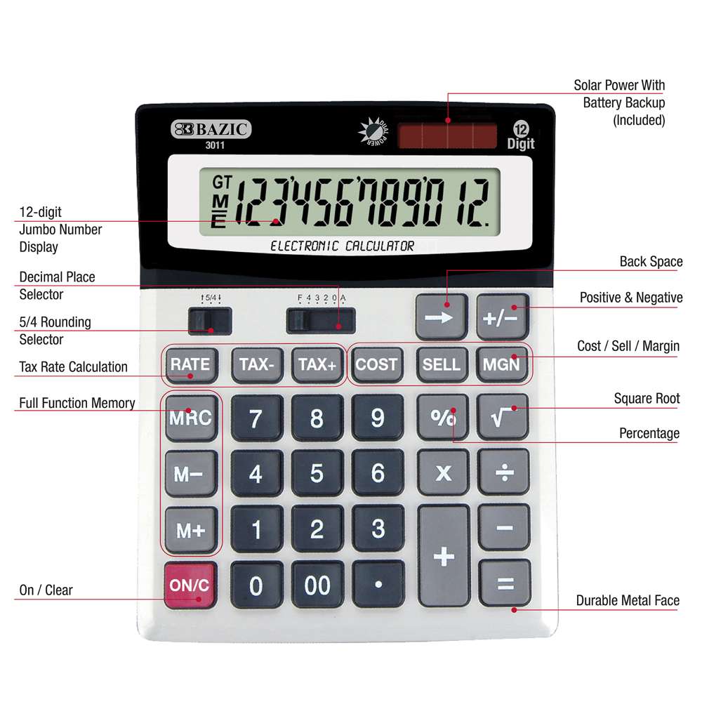 Desktop Calculator 12-Digit w/ Profit Calculation &amp; Tax Functions