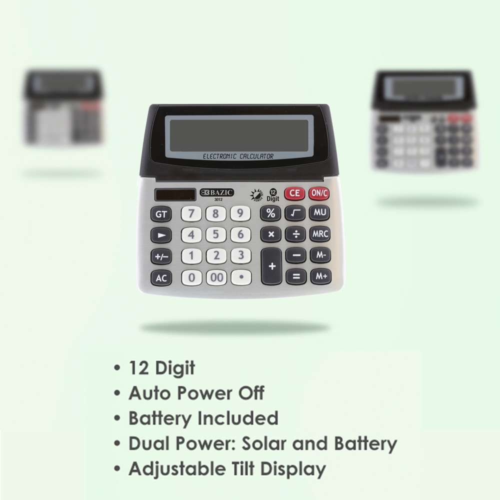 Desktop Calculator 12-Digit Dual Power w/ Adjustable Display
