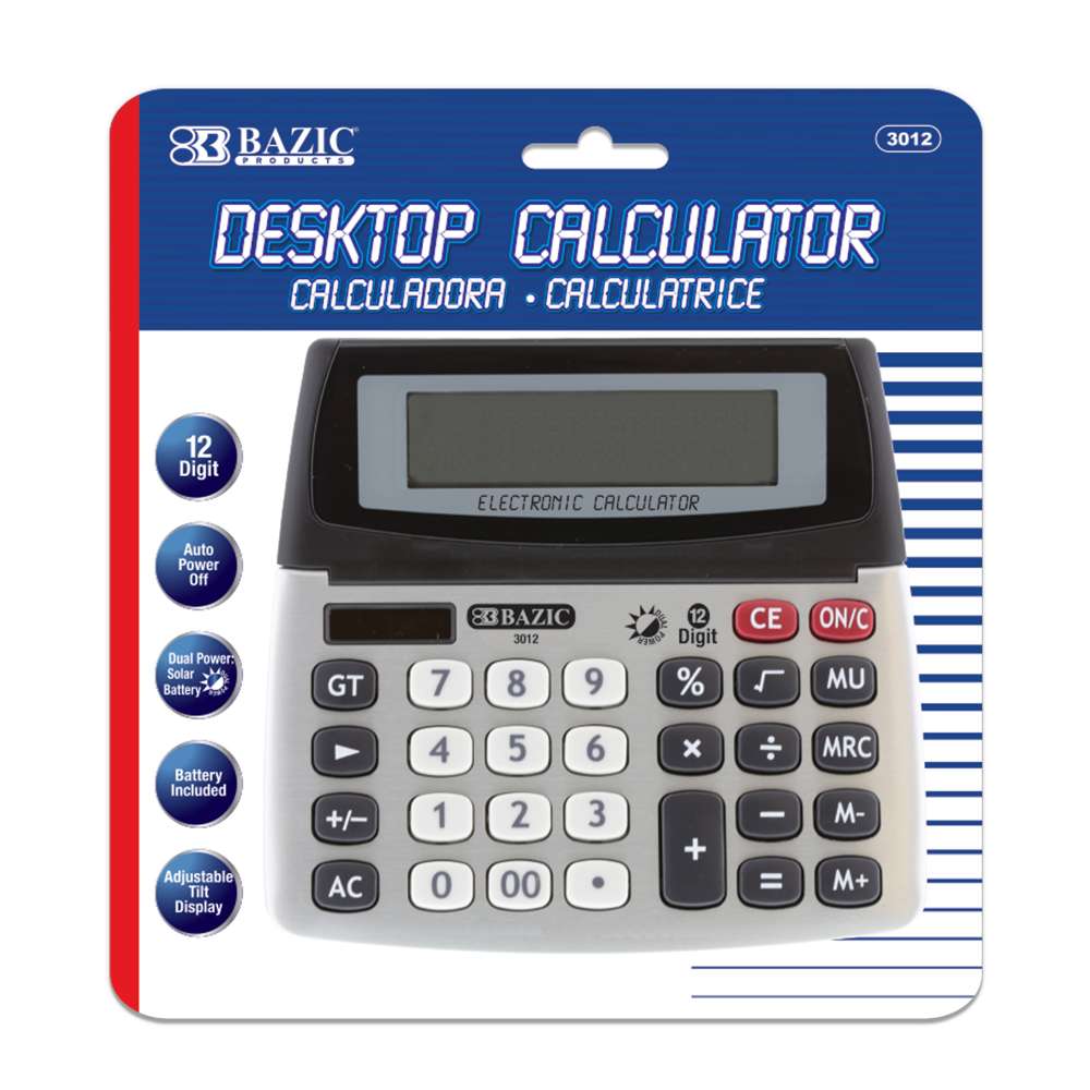 Desktop Calculator 12-Digit Dual Power w/ Adjustable Display