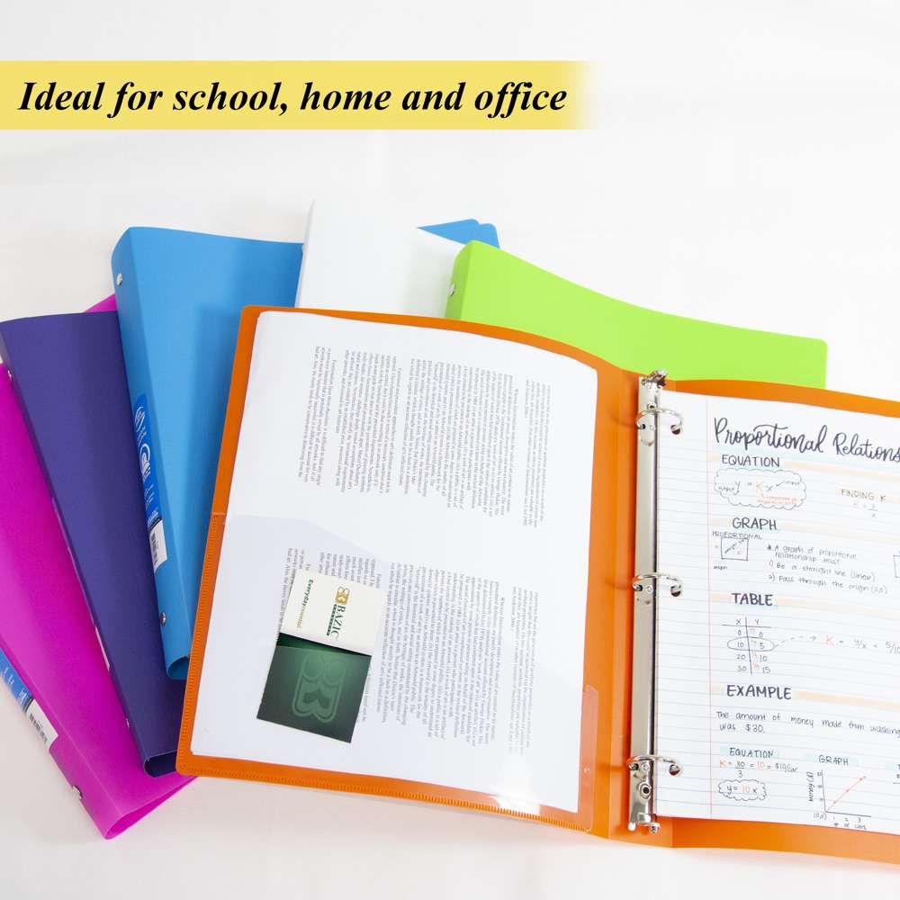 1&quot; Bright Color Poly 3-Ring Binder w/ Pocket