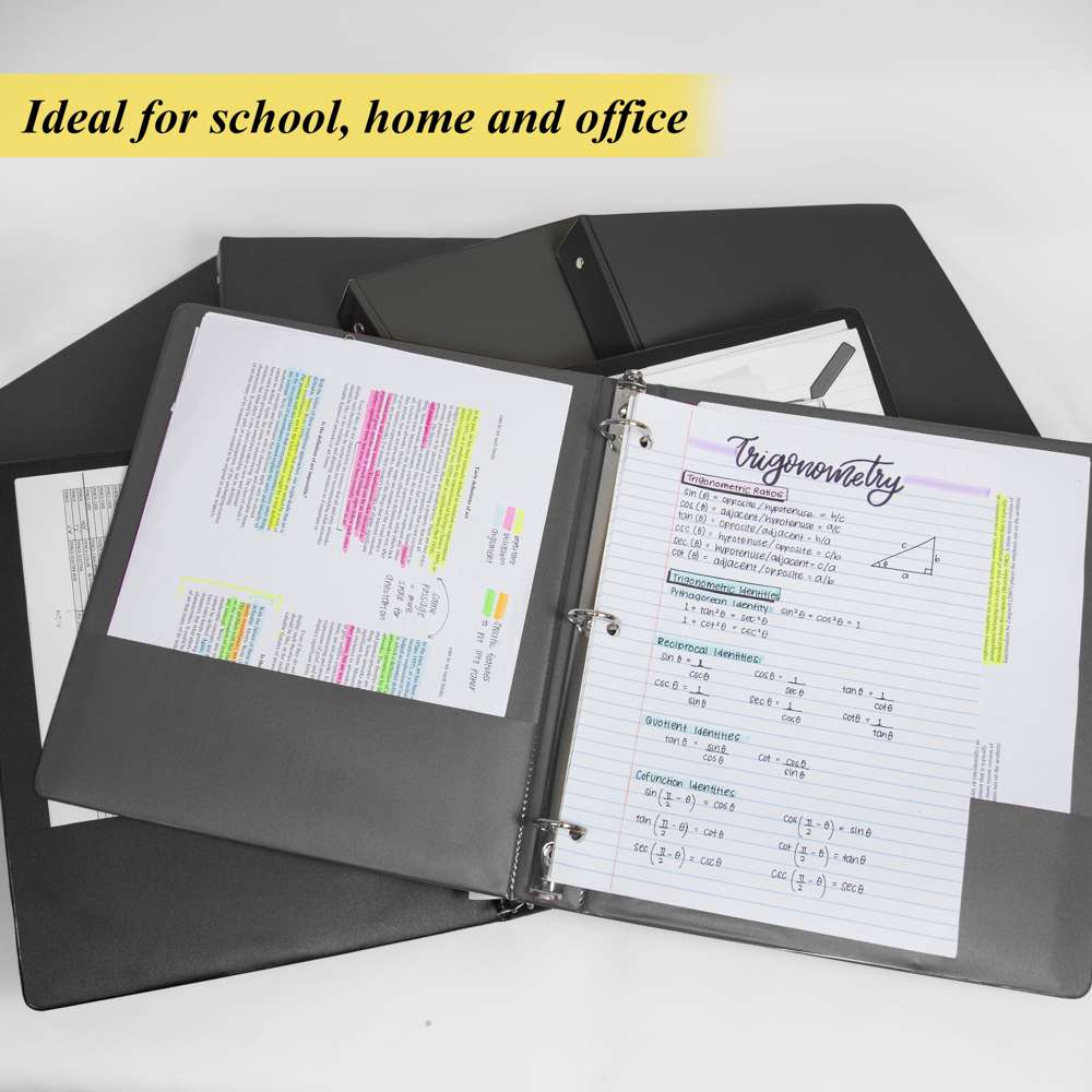 Binder 1&quot; Black 3-Ring w/ 2-Pockets