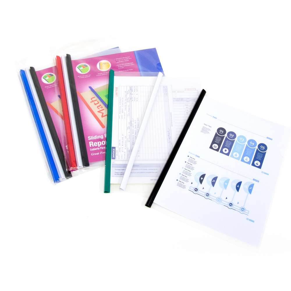 Report Covers Clear Front w/ Sliding Bar (3/Pack)