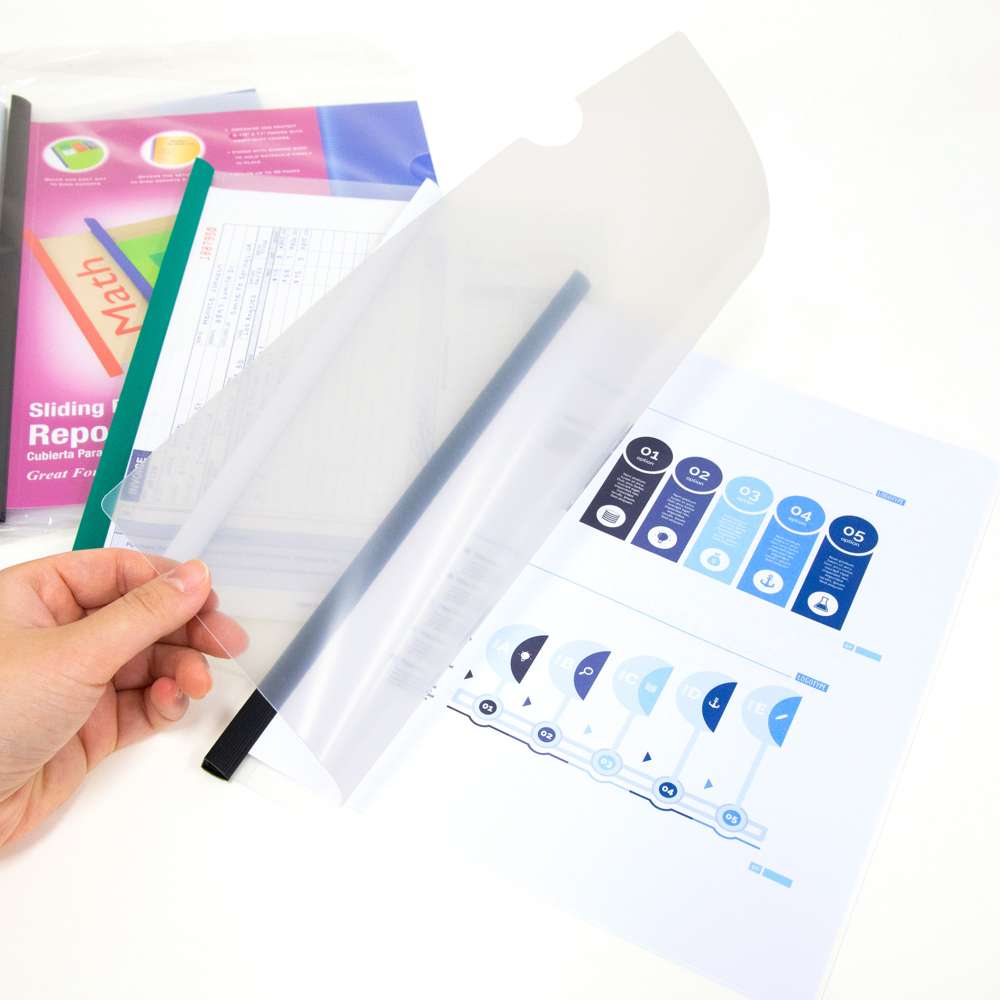 Report Covers Clear Front w/ Sliding Bar (3/Pack)
