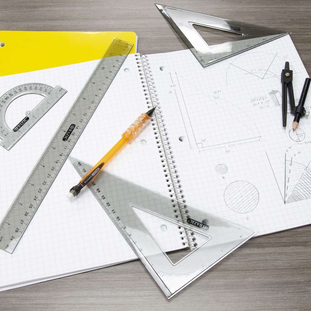 Geometry Ruler Combination Sets 4-Piece w/ Compass