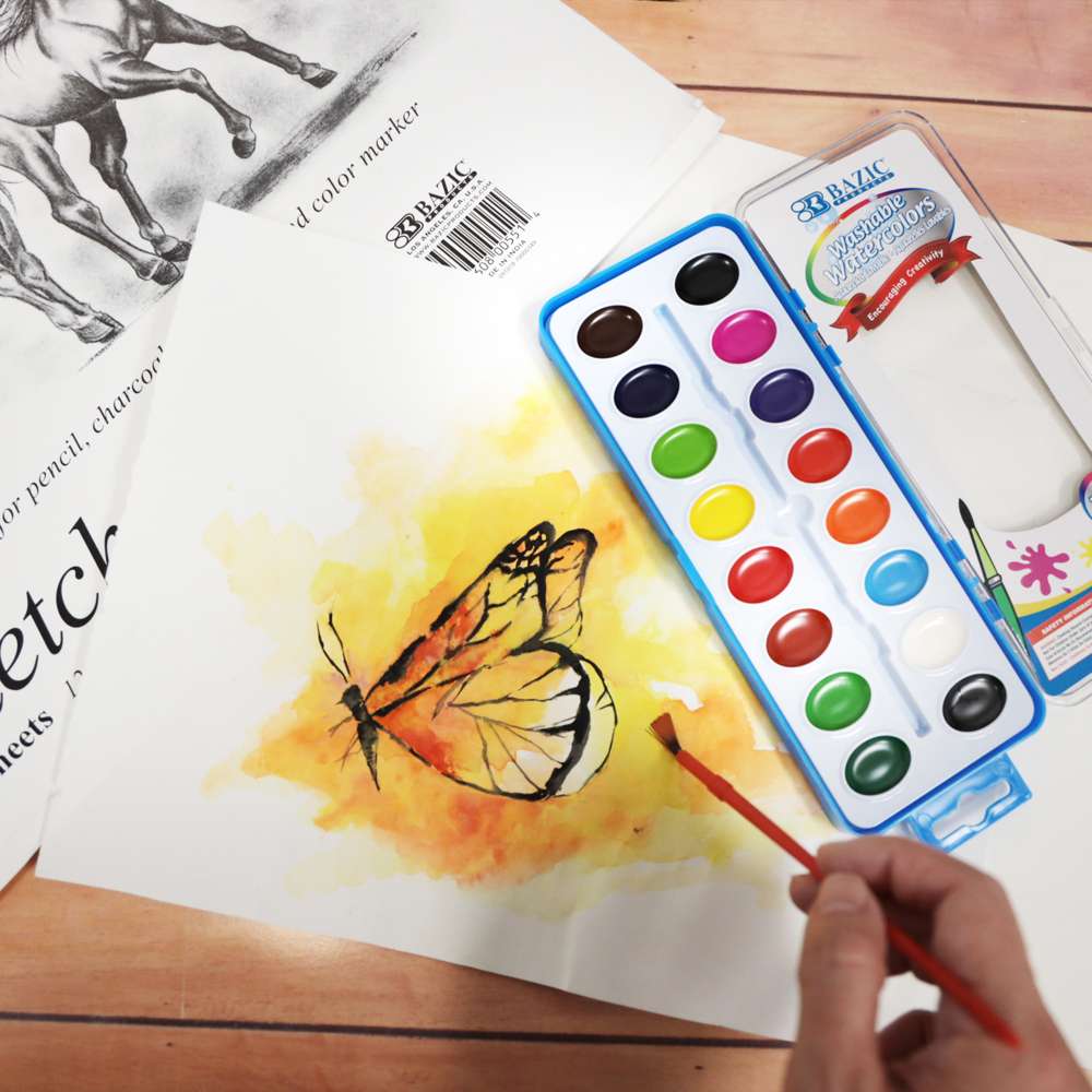 Semi Moist Watercolor w/ Brush 16 Ct.