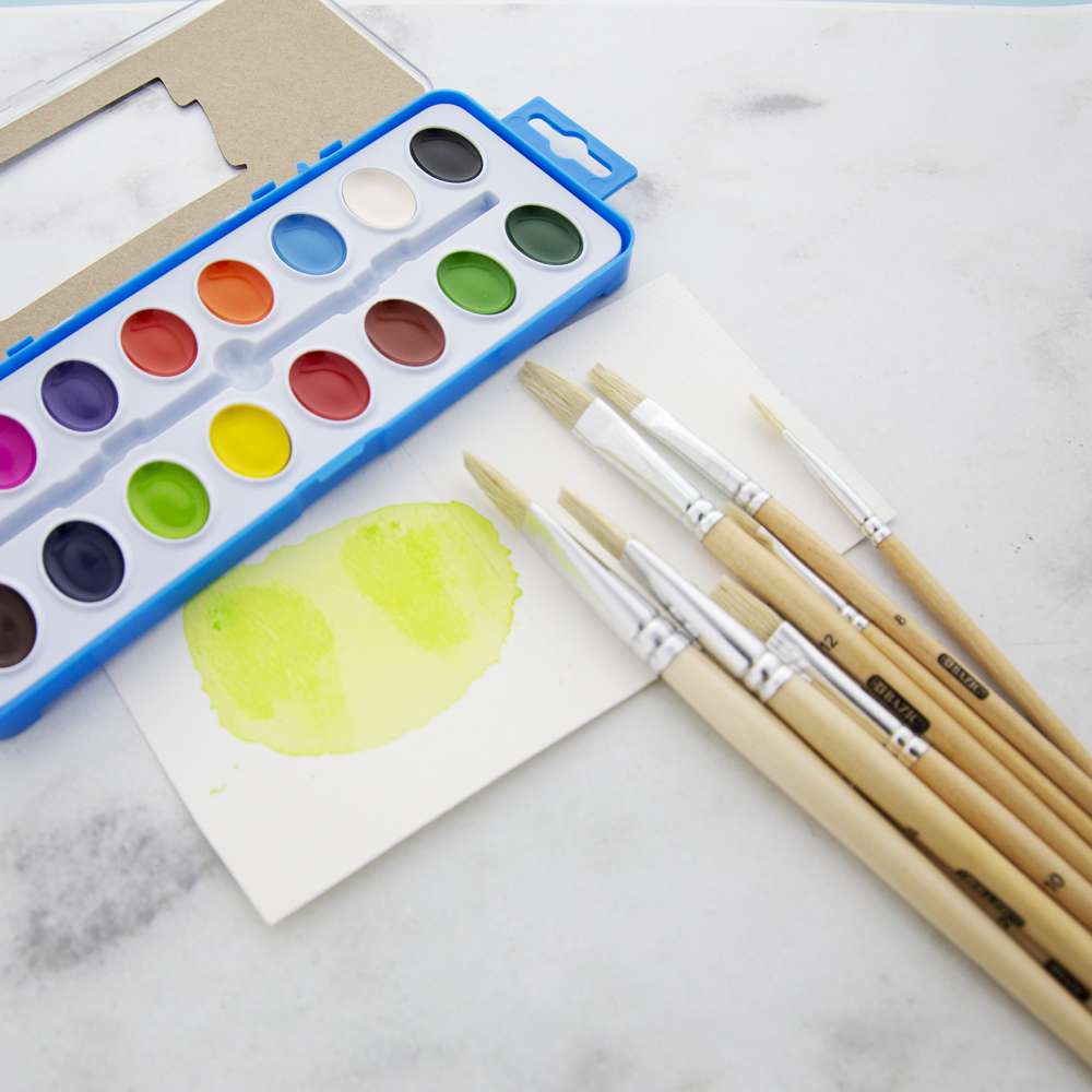 Paint Brush Flat Natural Bristle (9/Pack)