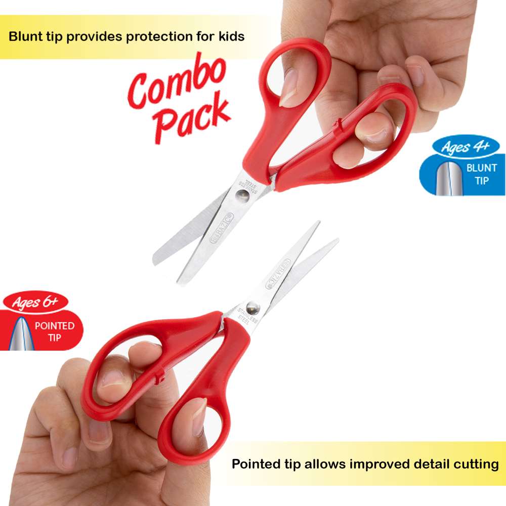 School Scissors 5&quot; Blunt &amp; Pointed Tip (2/Pack)