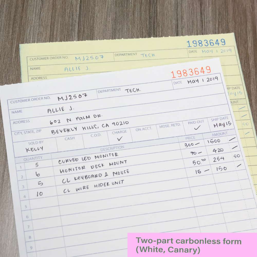 Sales Order Book 2-Part Carbonless 5 9/16&quot; x 8 7/16&quot; (50 Sets)