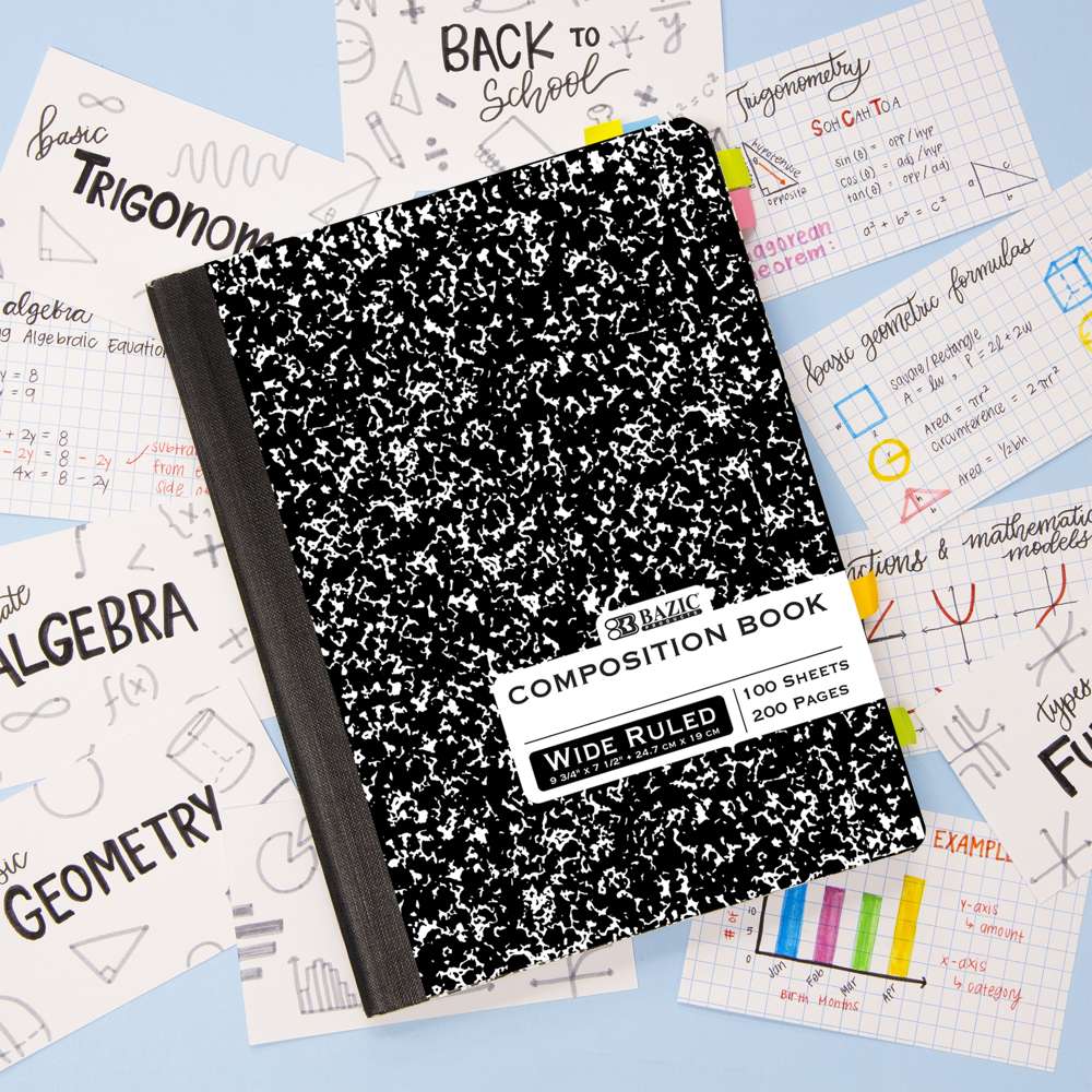 Composition Book W/R Black Marble 100 Ct.
