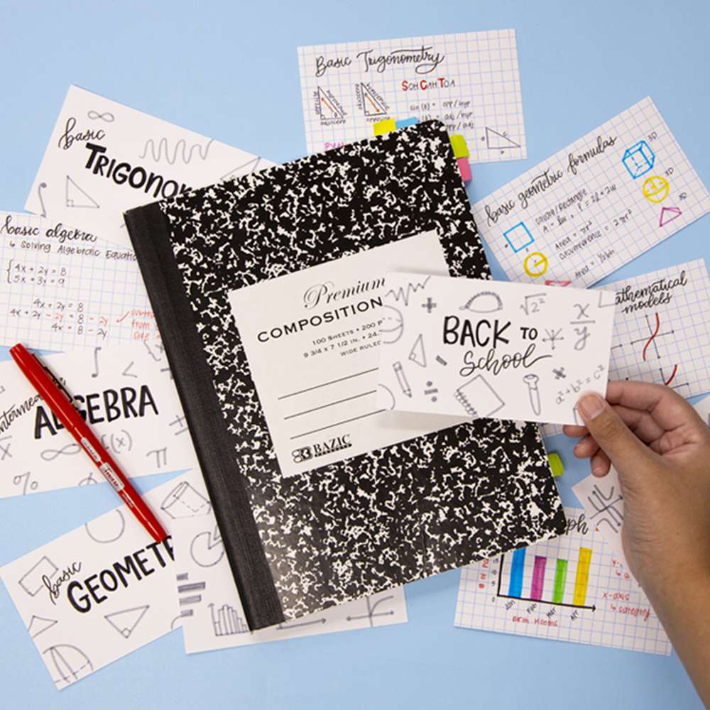 Quad Ruled 4-1&quot; White Index Card 3&quot; X 5&quot; 100 Ct.