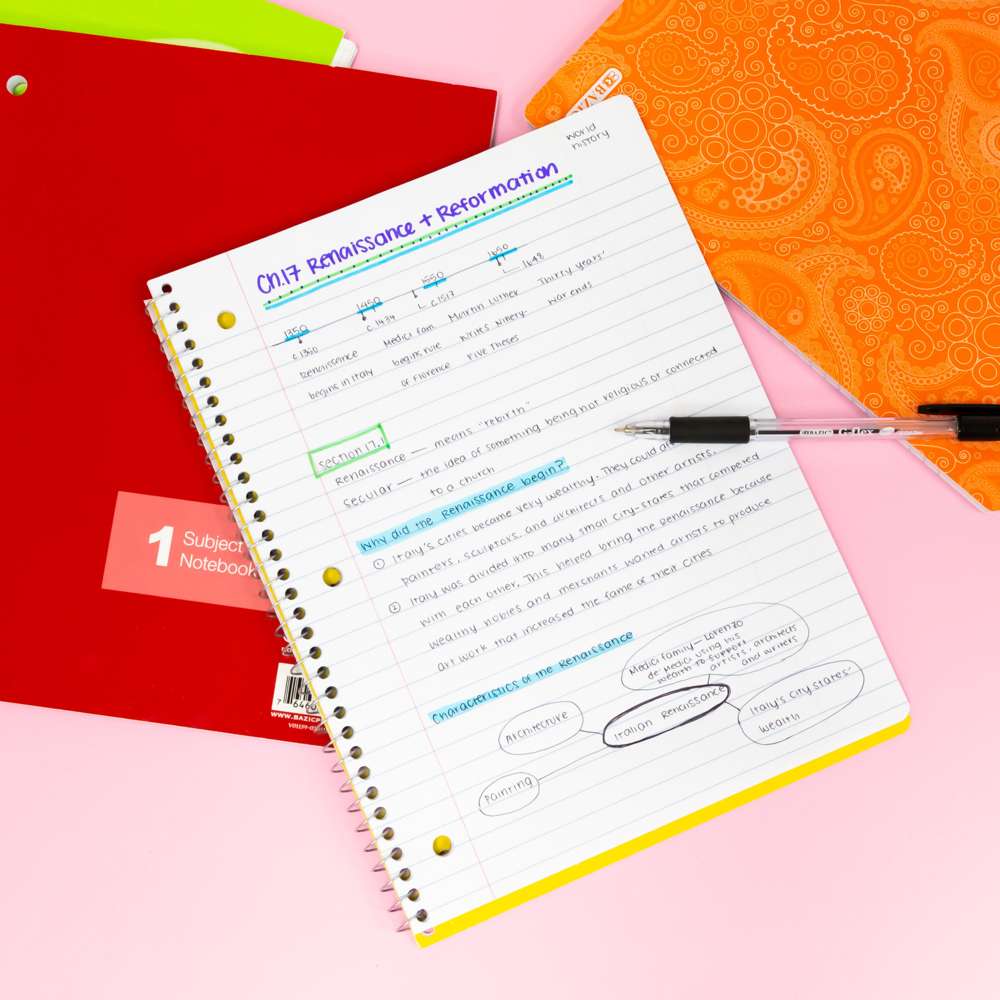 Notebook Spiral C/R 3-Subject 120 Sheets (3/Pack)
