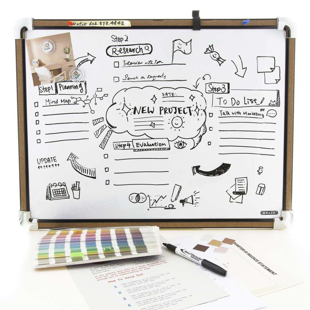 CLASSIQUE Cork Framed Magnetic Dry Erase Board 17&quot; X 23&quot; w/ Marker &amp; 2 Magnets