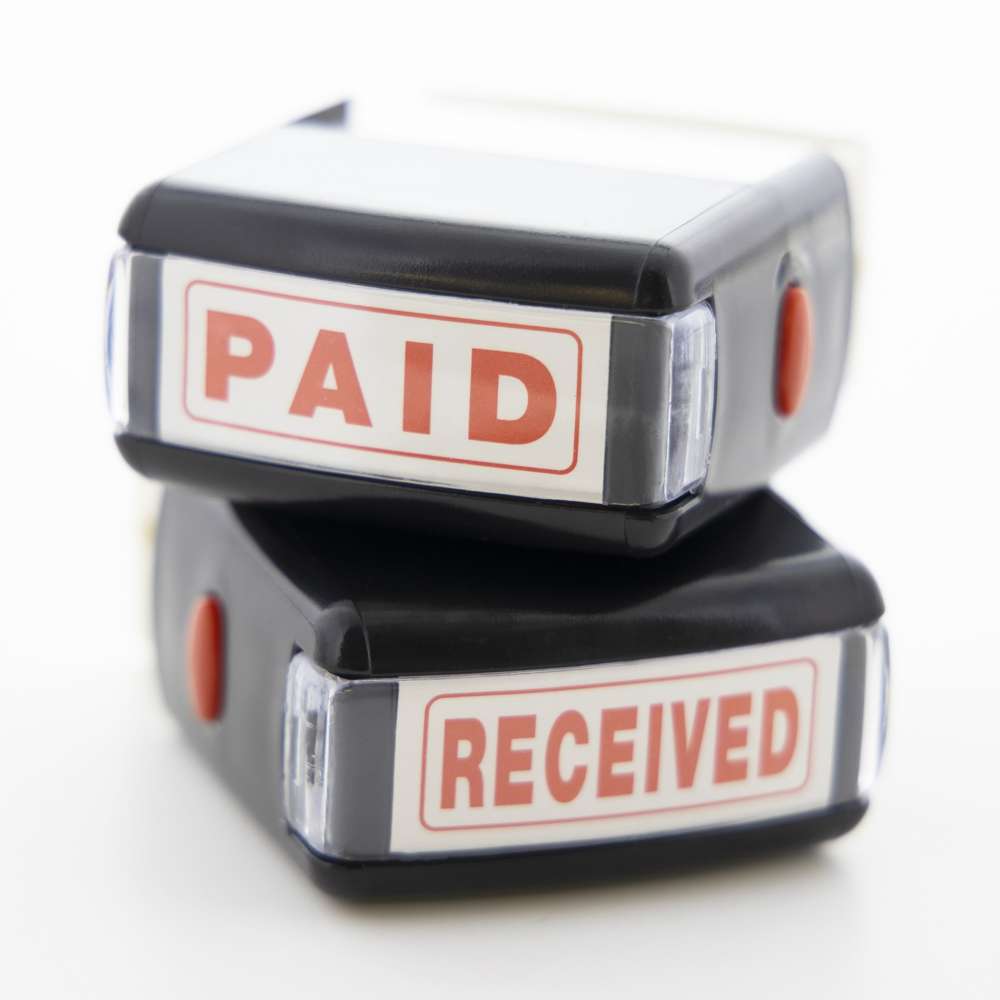 Paid Self Inking Rubber Stamp (Red Ink)