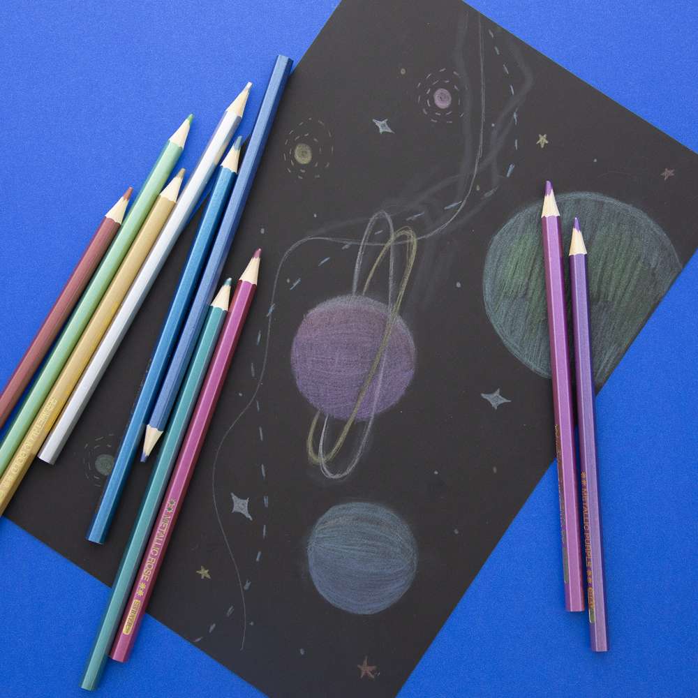 12 Metallic Colored Pencils