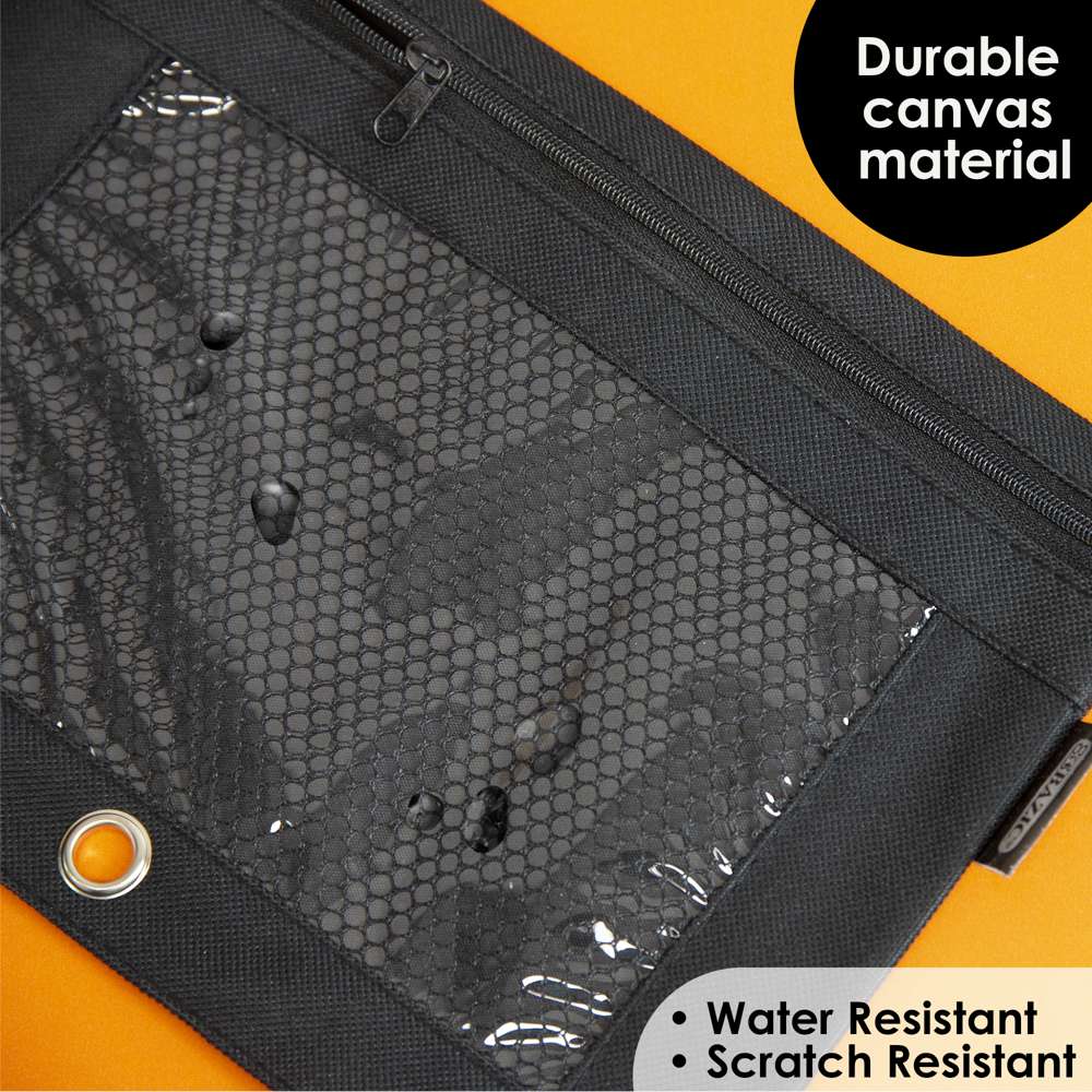 Pencil Pouch 3-Ring Black Color w/ Mesh Window