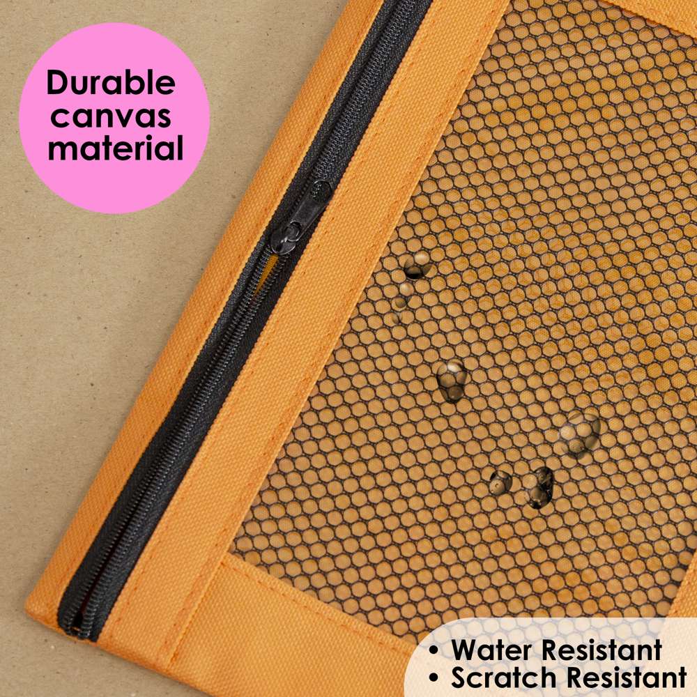 Pencil Pouch 3-Ring Retro Pastel Color w/ Mesh Window
