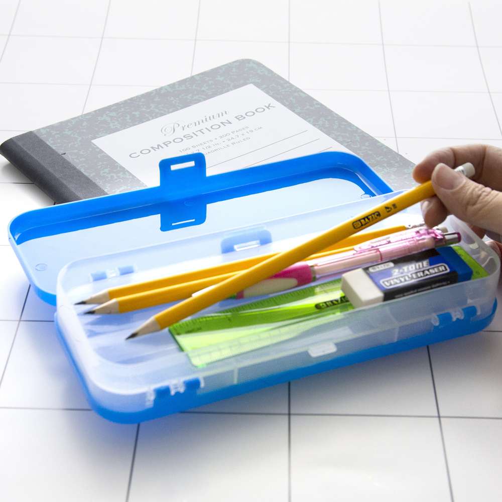 Pencil Case 8&quot; Bright Color Double Deck Organizer Box