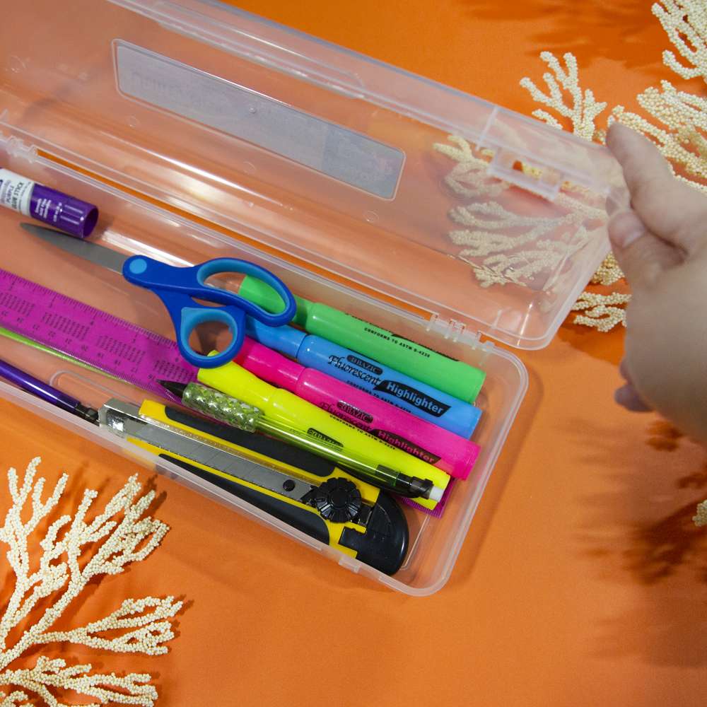 Pencil Case Multipurpose Utility Box Ruler Length - Clear