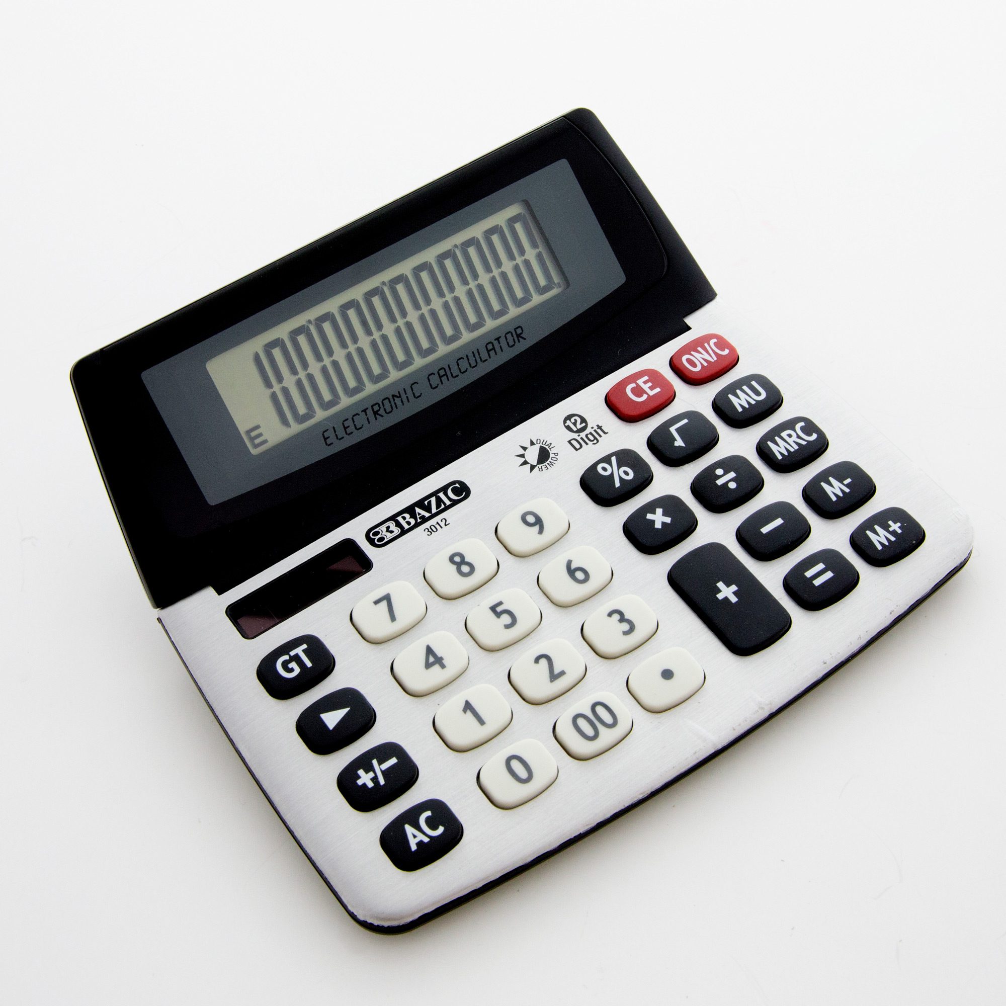 Desktop Calculator 12Digit Dual Power w/ Adjustable Display Bazic