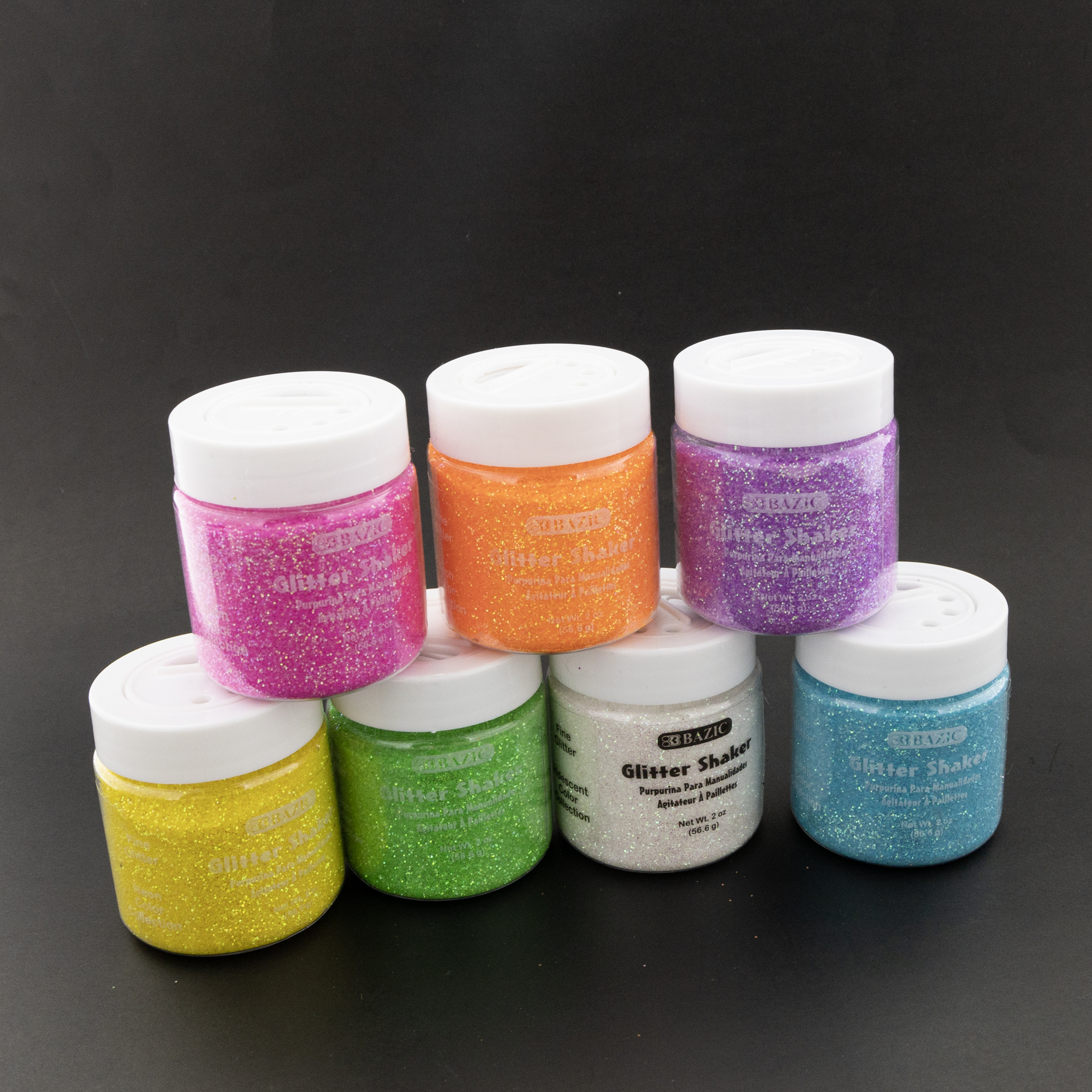 Bazic 3482 0.21 oz 5 Neon Color Glitter Shaker