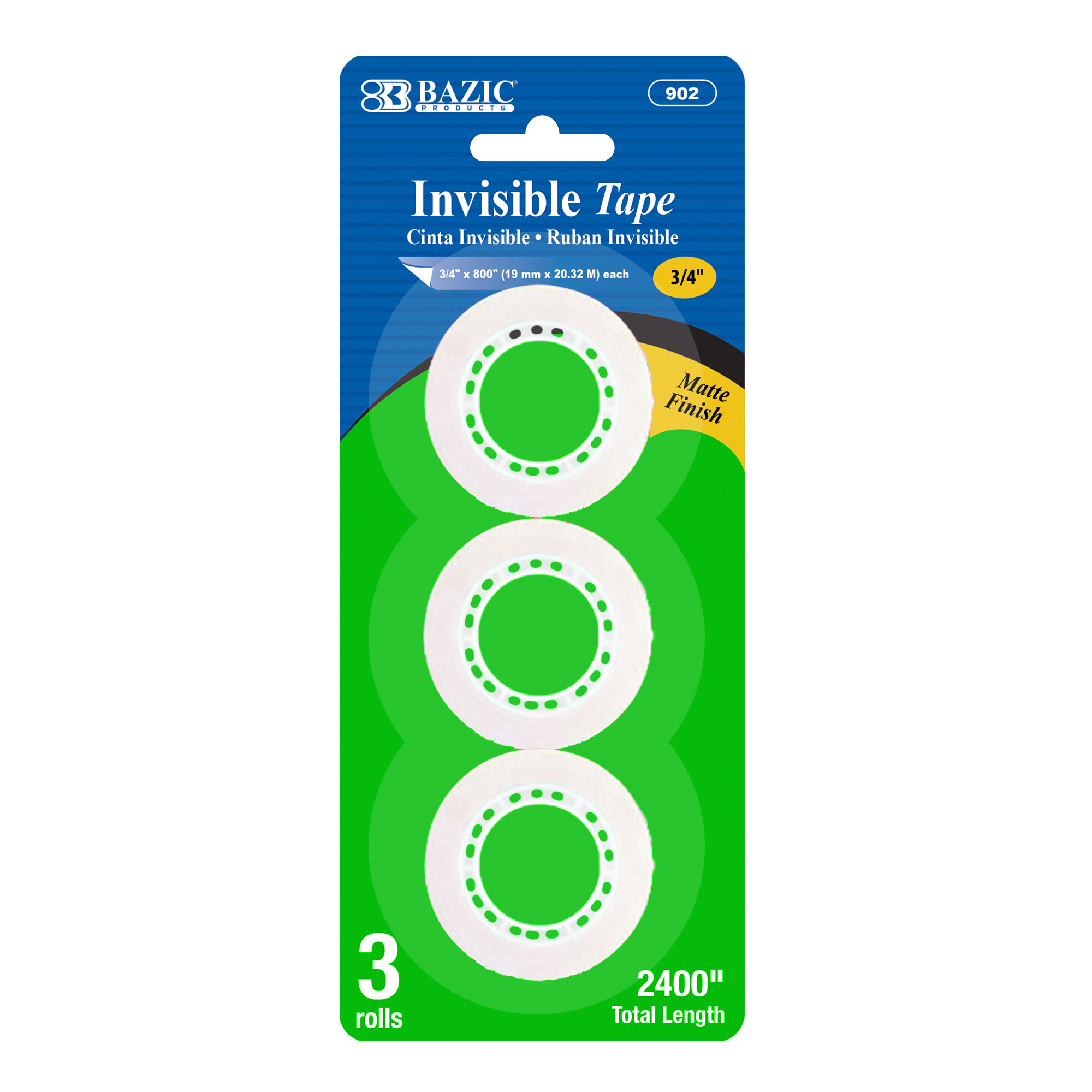 Bazic Products 943 Mini 1 Core Desktop Tape Dispenser w/ (3) 3/4 x 600 Tape Refill - Pack of 24
