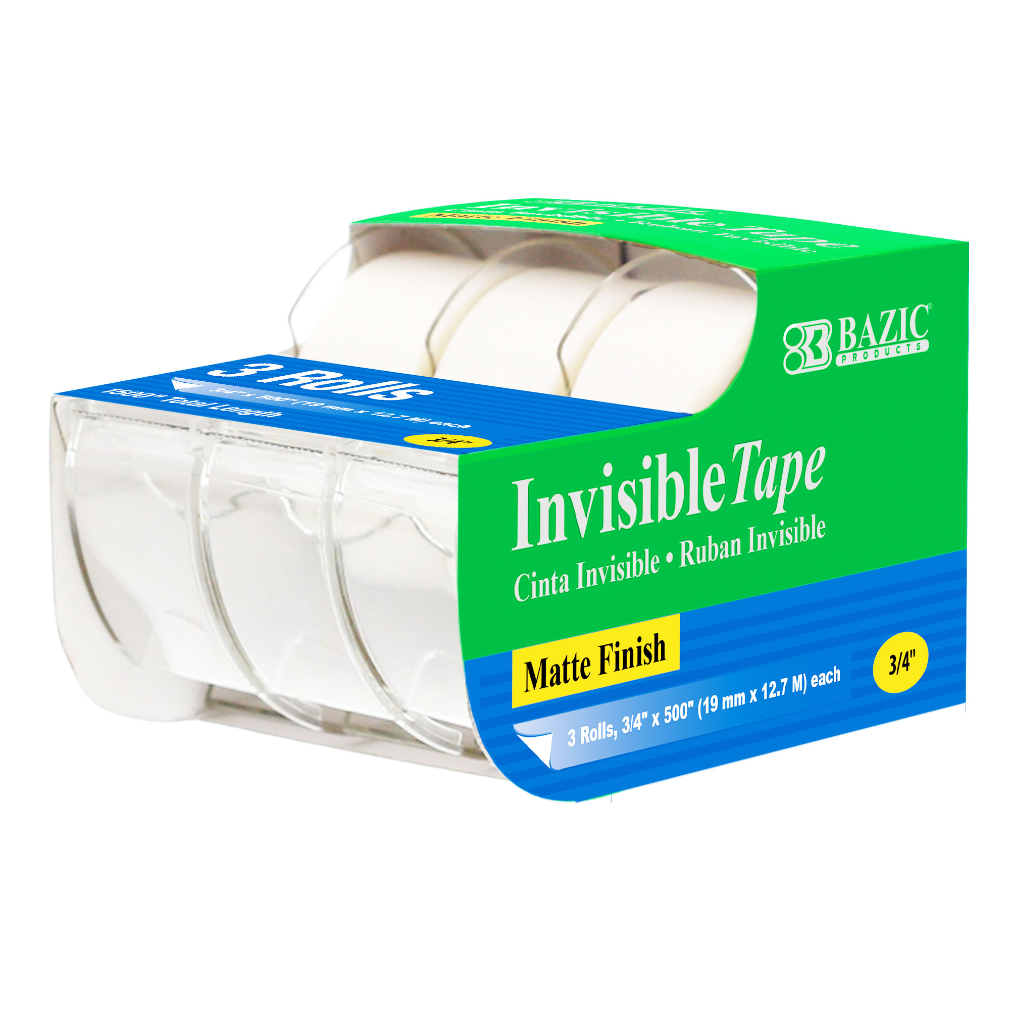 Staples® Invisible Tape, 3/4 x 1,296, 12/Pack (52380P12)