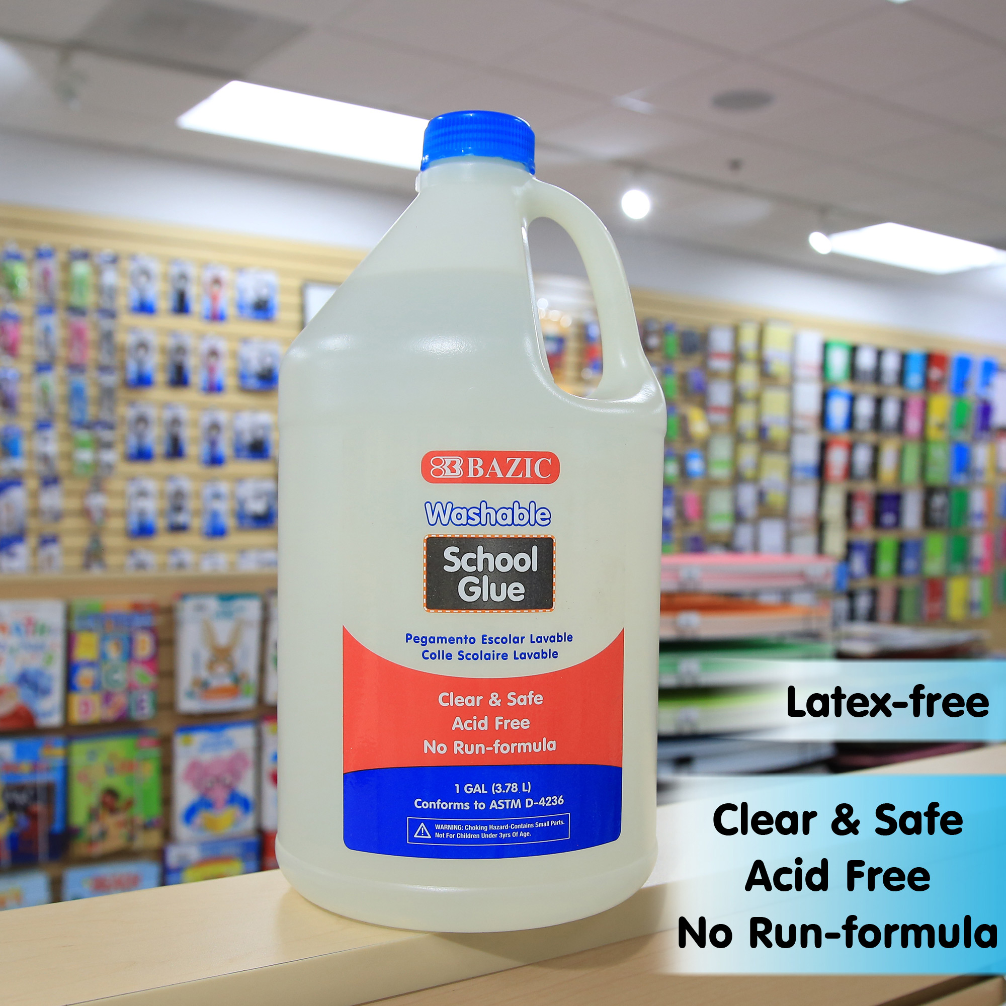 Basics All Purpose Washable School Clear Liquid Glue - Great for  Making Slime, 1 Gallon