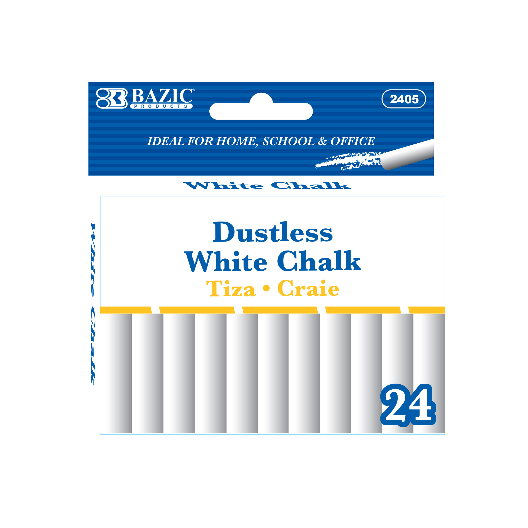Basics Dustless Chalk with Eraser, 24 Count (Pack of 1), assorted