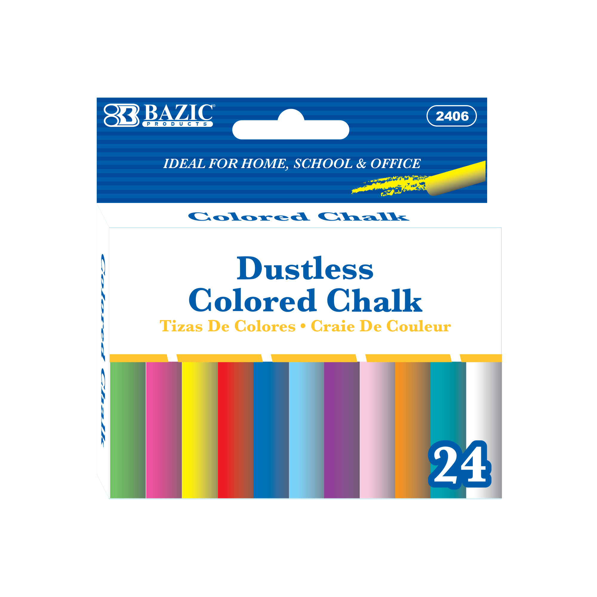 BAZIC Dustless Assorted Color Chalk (24/Box) Bazic Products