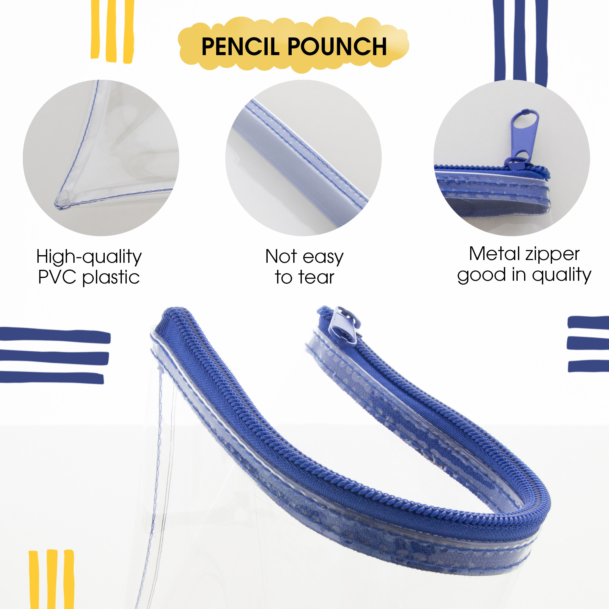 Bazic Products 805 11.5 x 6.5 3-Ring Clear Pencil Pouch - Pack of 24