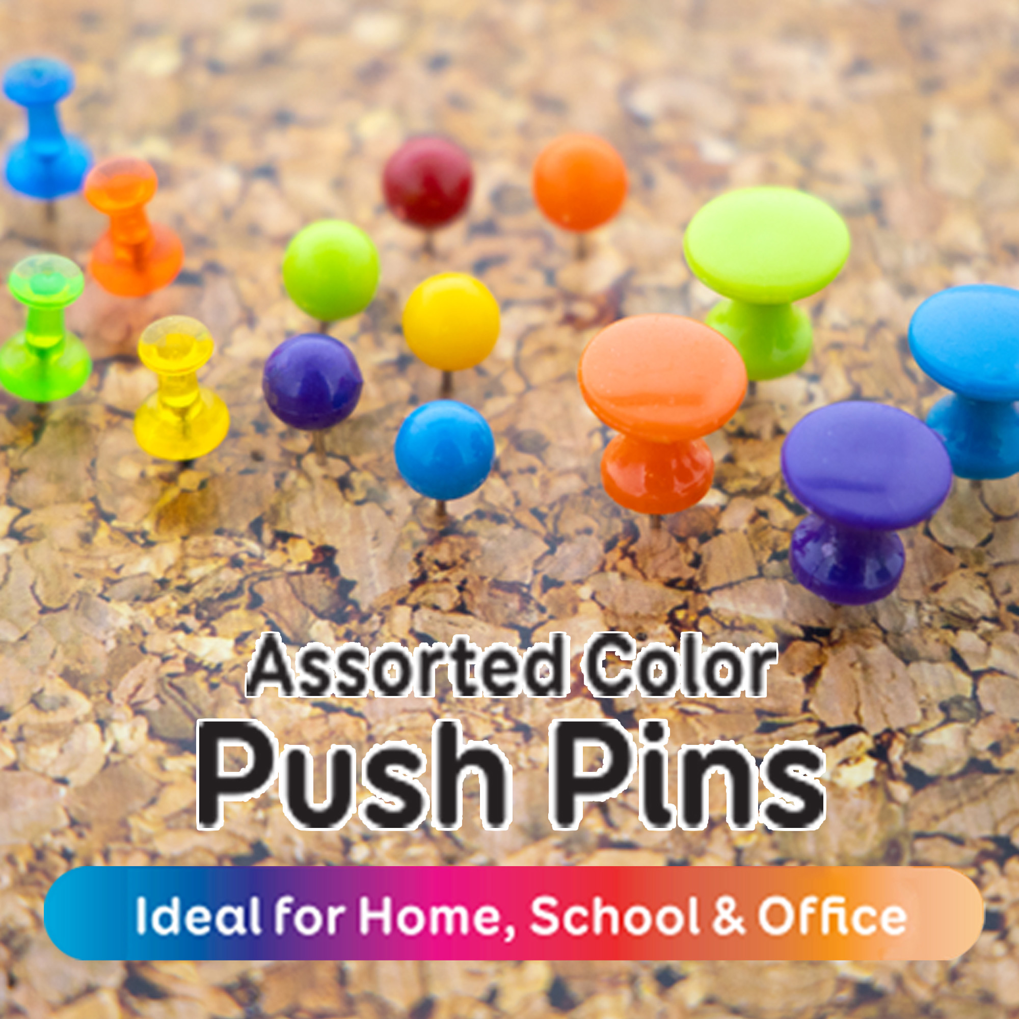 Bazic Assorted Translucent Color Push Pins 100pack Bazic Products
