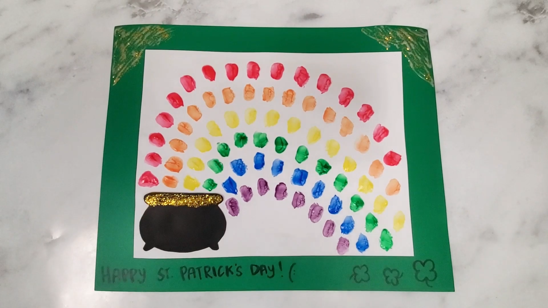 Rainbow Finger Paint St. Patrick's Day Craft for kids - Creative