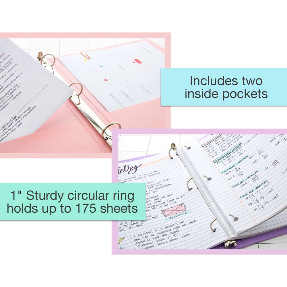 OXFORD PASTEL SCHOOL LIFE RING BINDER - A4 - 20 mm spine - 4-O rings -  Polypropylene - Opaque - Assorted colors