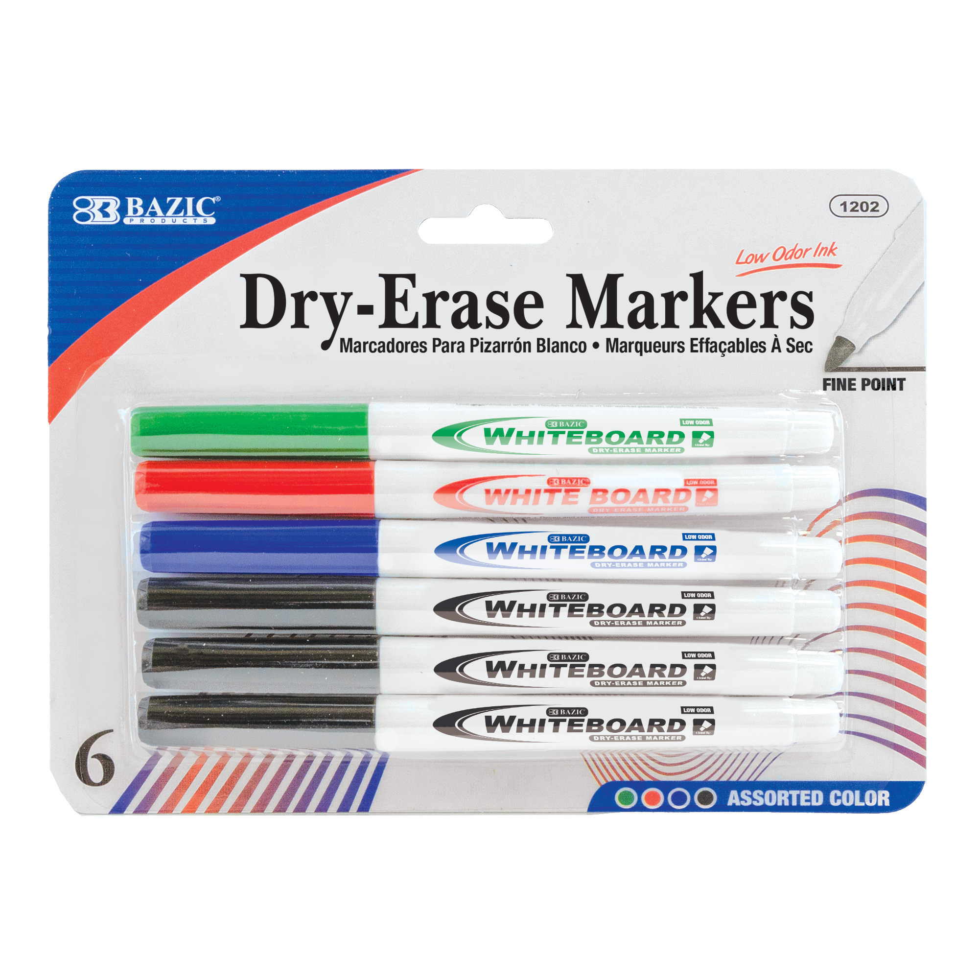Bright Color Fine Tip Dry-Erase Marker (6/Pack) - Mazer Wholesale