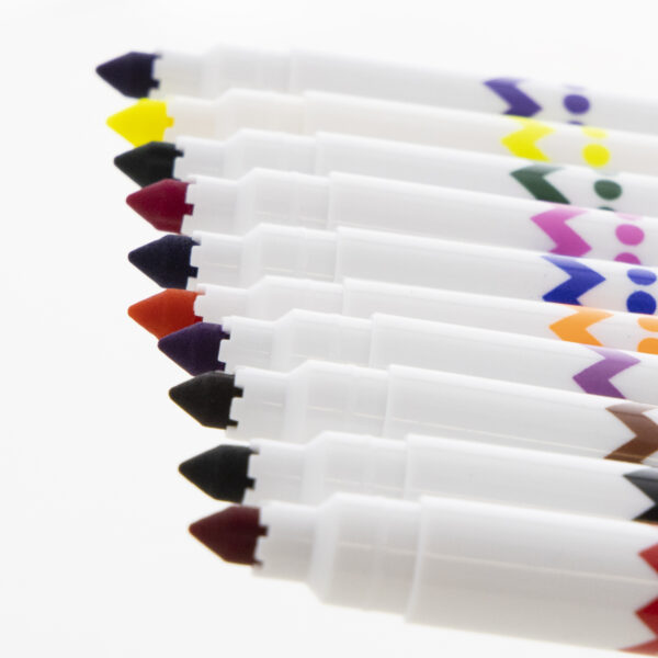 Felt Tip Washable Markers, 10 Colors - BAZ1292, Bazic Products