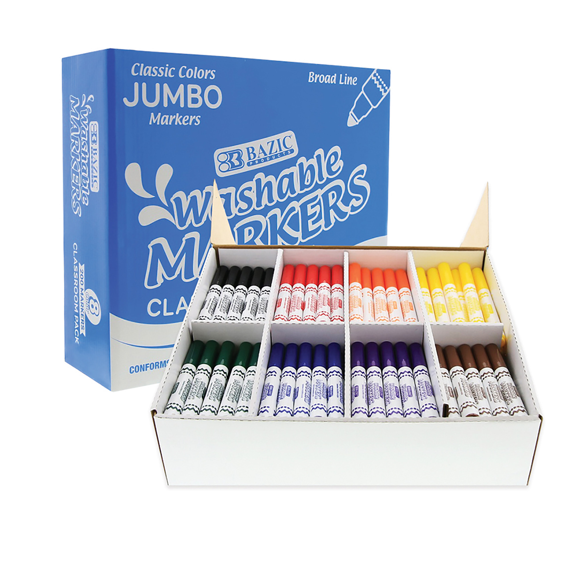 Colorations Classroom Value Bulk Chubby Markers, 8 Colors, 96 Packs