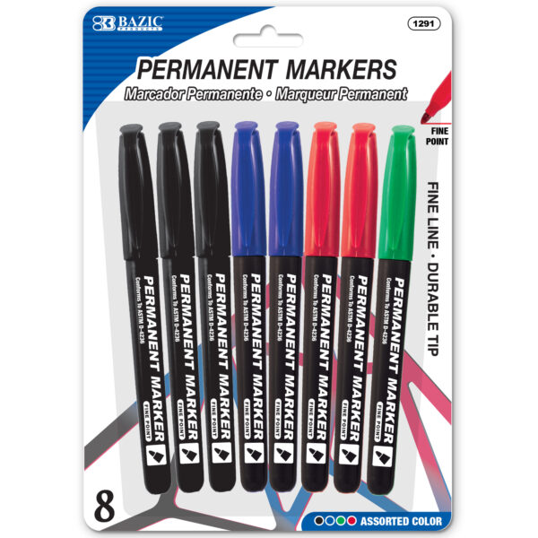   Basics Fine Point Tip Permanent Markers - Assorted  Colors, 24-Pack : Office Products