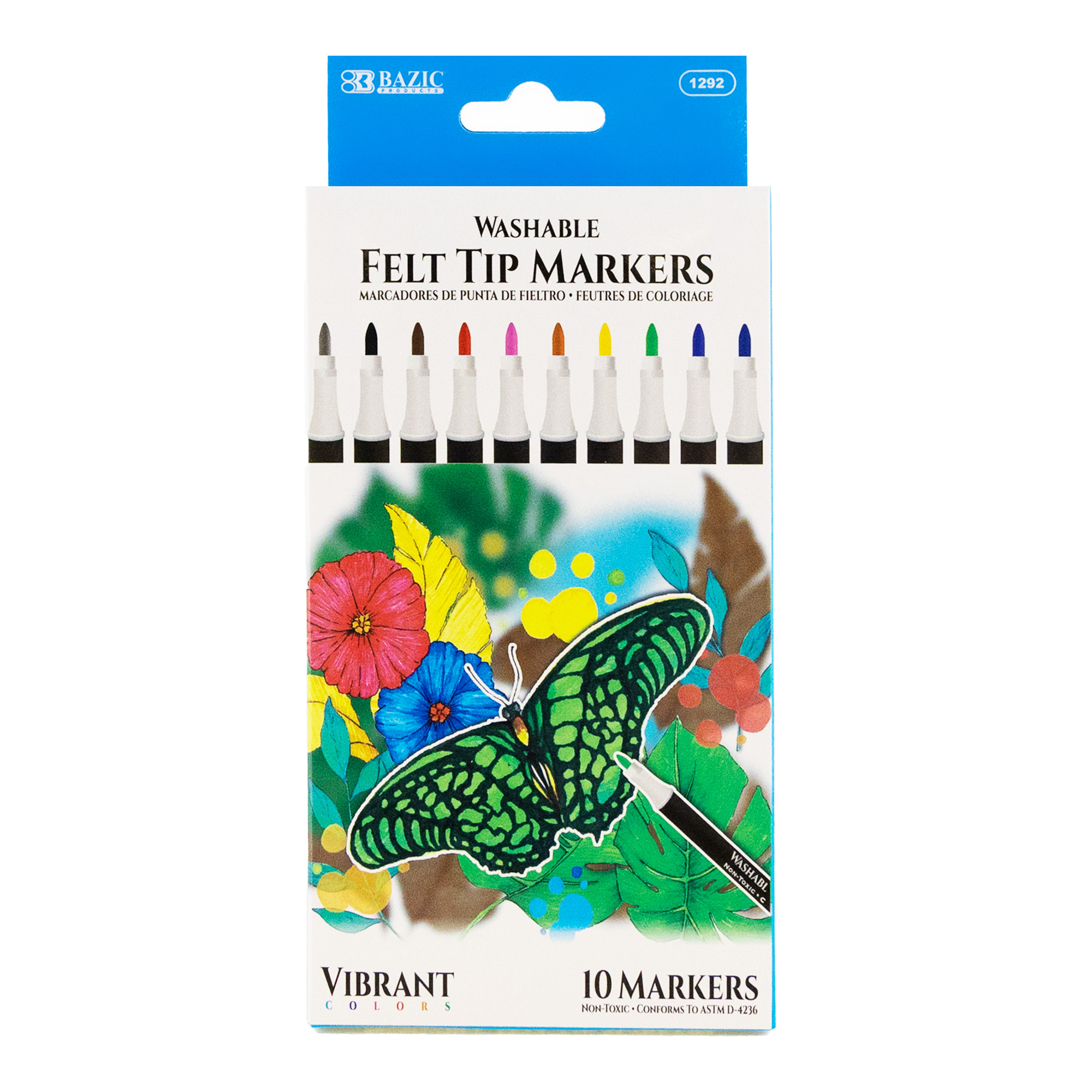 Kryc- Basics Felt Tip Marker Pens - Assorted Color, 12-pack Marker  Pens 1 Count (pack Of 12)