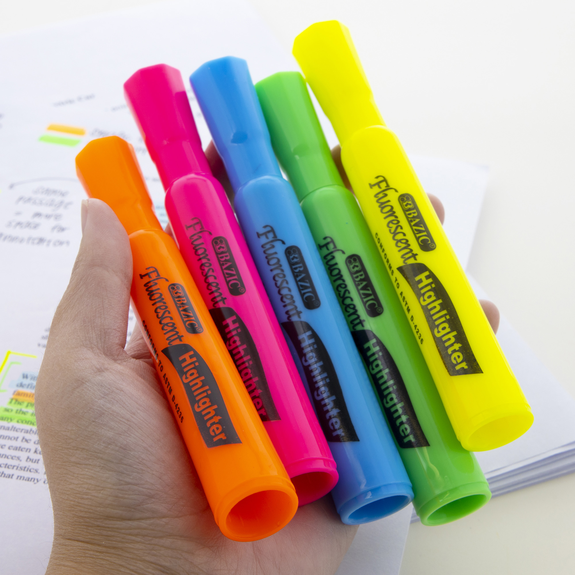 BAZIC Desk Style Fluorescent Highlighter (12/Box) Bazic Products
