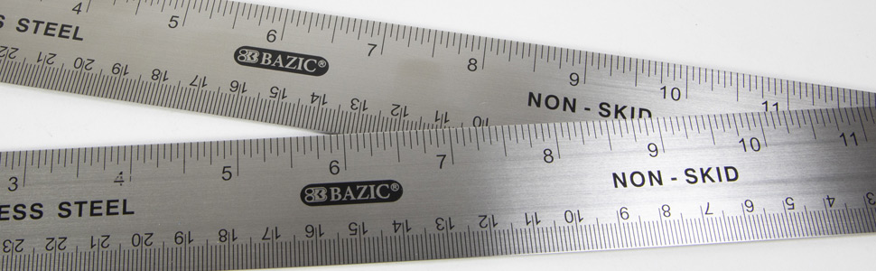 12 inch Stainless Steel Ruler with Hole for Hanging - Inches and Centimeters, Silver