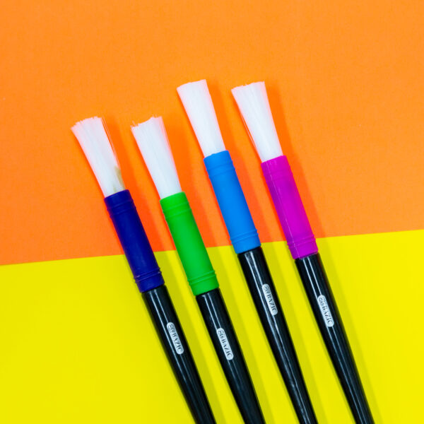 RONSHIN 4pcs/set Candy Color Plastic Handel Paint Brush Bristel Brushes for  Children Oil Watercolor Painting 