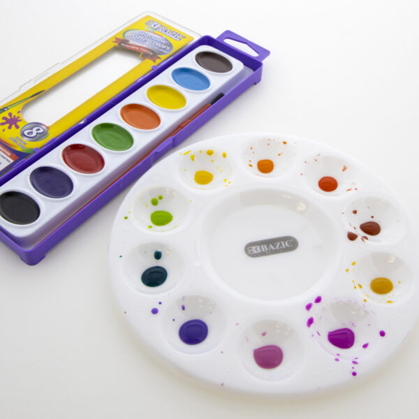 COMIART Metal 10 Well Round Artist Watercolours Paint Mixing Palette  Tray,Pack of 2