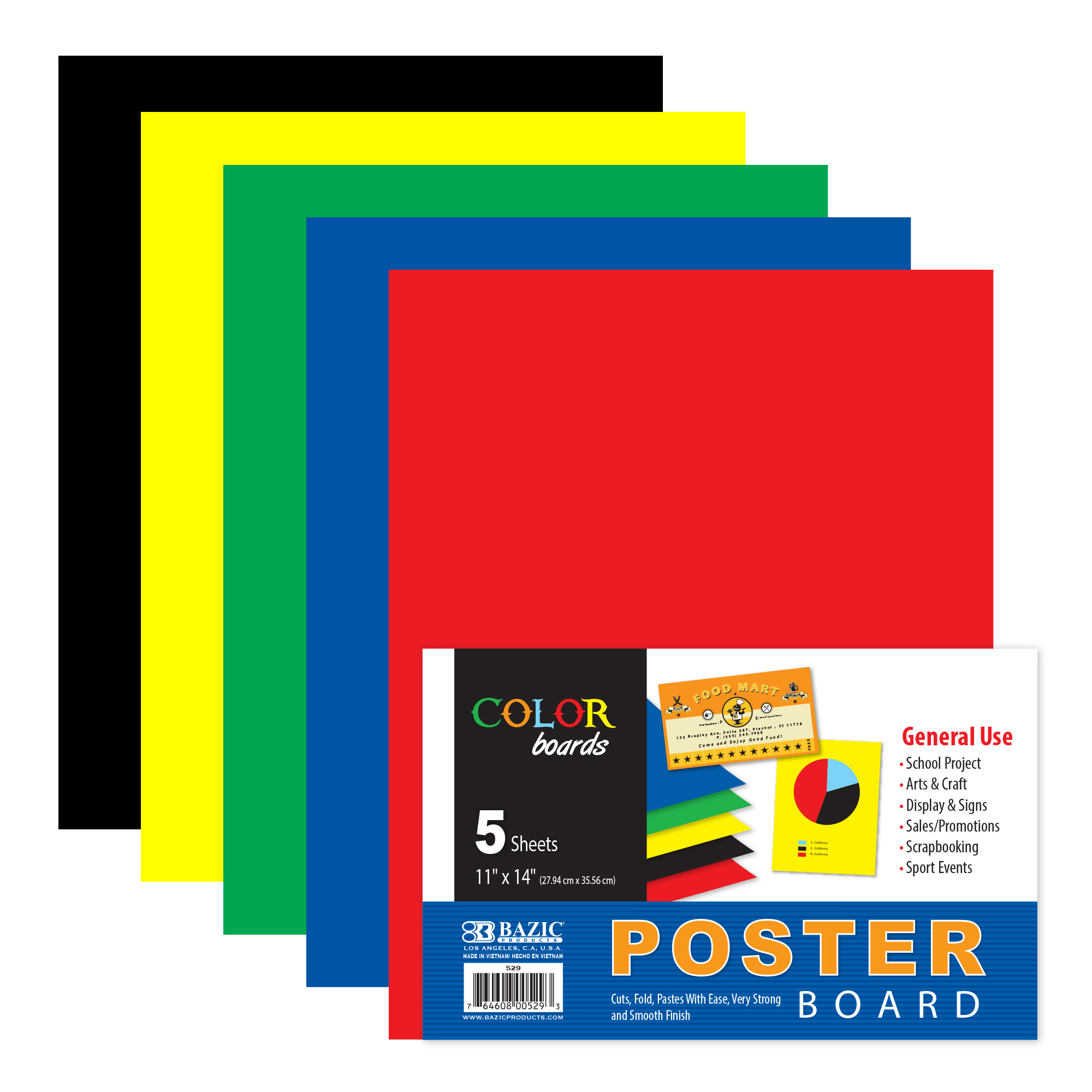 Classic Poster Board, 11 x 14, 5Pack, Assorted Thailand